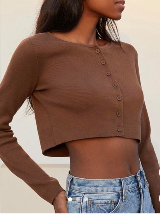 Brandy Melville Sweaters - Brandy Melville Brown Button Front Crop Cardigan Sweater Women’s Small